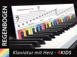 "Regenbogen-Version 4Kids" - für Piano & Klavier, Format: 700 x 90 x 2 mm Stärke