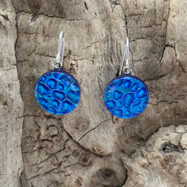 BOUCLES D'OREILLES RONDE MARTELÉ BLEU VERT