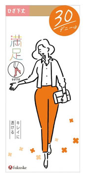 FUKUSUKE Pantyhose Mansoku: Beautifully Sheer Plain Knee-High Stockings – 30 Denier