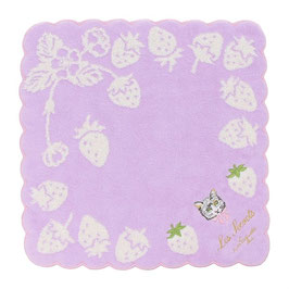LADUREE Cat Print Hand Towel Strawberry Purple