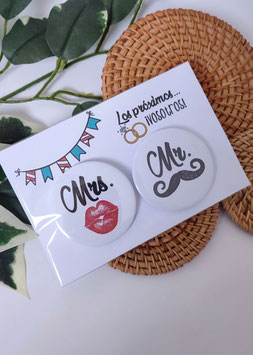 Pack chapas los siguientes Mr y Mrs