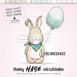 Shabby Hase mit Luftballon - DIGI-STAMP, DIGI-PLOTT und DIGI-PAPER