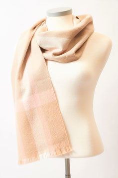 Alpaka Schal für Damen mit feinen Fransen und Karo-Muster
