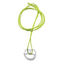 Neon Stoffbandkette gelb / großer Brezel-Anhänger silber (M-Size)