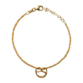 Glitzer Brezel-Armband / Kleiner Brezel-Anhänger gelbgold vergoldet (S-Size)