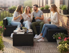 JU200156 Polyrattan Lounge Casa Cana M Schwarz, Grau