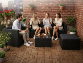 JU200158 Polyrattan Lounge Casa Cana L Schwarz, dunkelgrau
