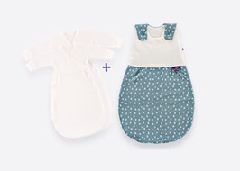 S0102753 Babyschlafsack Liebmich 3-teilig Set Tropfen ozeanblau Größe 56/62