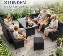 JU200181 Rattan Lounge Matador schwarz/grau