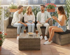 JU200168 Polyrattan Lounge Casa Cana M Grau-meliert, Grau