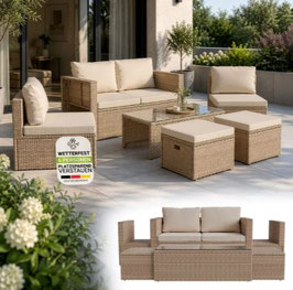 JU300863 Polyrattan Lounge Sula creme