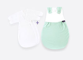 S0100357 Babyschlafsack Liebmich 3-teilig Set Pünktchen mint Größe 80/86