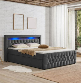 JU29217 Boxspringbett Samt 140 x 200 cm grau