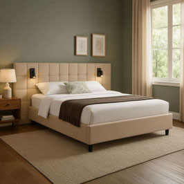 JU301591 Samt Polsterbett 140 x 200 cm beige