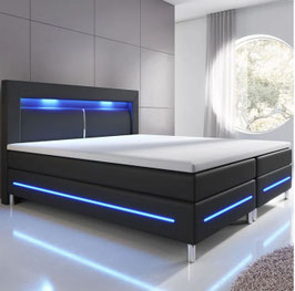 JU29009 Boxspringbett 200 x 200 cm schwarz