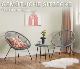 JU200273 Balkonmöbel Set Oktavia 3-teilig hellgrau