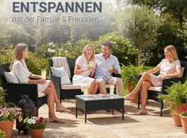 JU200101 Polyrattan Sitzgruppe Madison schwarz/cremeweiß