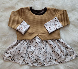 Sweater Kleid / Sweater / Tunika / Girly Sweater / Kleidchen mit Schößchen Kleid für Mädchen Meisen/Camel