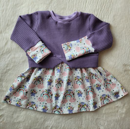 Sweater Kleid / Sweater / Tunika / Girly Sweater / Kleidchen mit Schößchen Kleid für Mädchen Regenbogen/Flieder