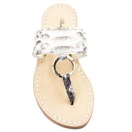 Sandali infradito classici stile Capri  modello "Marylin"colore beige e bianco.