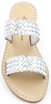 Sandali artigianali intrecciati modello"flavia" colore argento .
