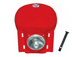 UFO Retro Scheinwerfer/ Lampenmaske rot Classic Enduro 12V 35/35W