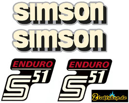 Set Simson Tank/Seitendeckel Aufkleber S51 Enduro