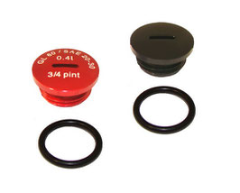 SET Verschlußschraube - Alu schwarz / rot eloxiert mit O-Ringen - für Motor M500-M700