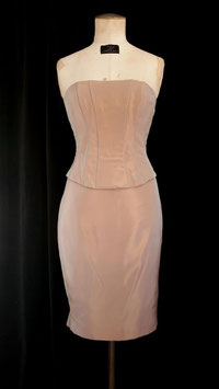 Bustier et Jupe Crayon rose poudré
