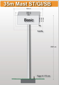 H 35.00 m Werbemast mit einer Viereck-Werbeebene