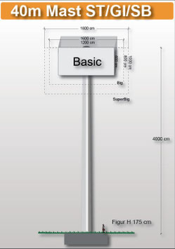 H 40.00 m Werbemast mit einer Viereck-Werbeebene