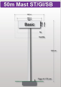 H 50.00 m Werbemast mit einer Dreieck-Werbeebene