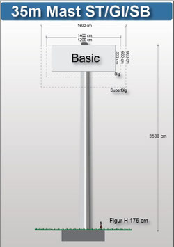 H 35.00 m Werbemast mit einer Werbeebene Rechteck