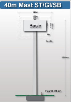 H 40.00 m Werbemast mit einer Werbeebene Rechteck