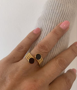 Bague en laiton doré Agates