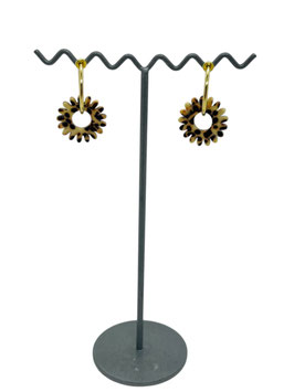 Créoles Clips doré et fleur marguerite marron/crème