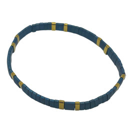 Bracelet fin extensible bleu nuit/bronze