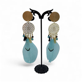 Boucles d'oreilles Attrape rêves turquoise