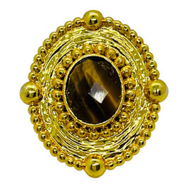 Bague Bohème Oeil de Tigre doré
