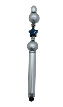 Stylet argenté perle étoile hématite