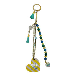 Bijoux de Sac coeur jaune/bleu "DOLCE VITA"