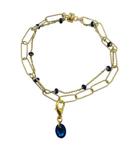 Bracelet double maille doré/bleu