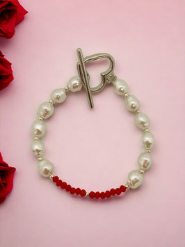 Bracelet fermoir Coeur Rouge