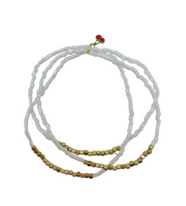 3 Bracelets rocaille tube milk/doré "Cerises"