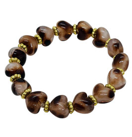 Bracelet perles coeur/doré léopard