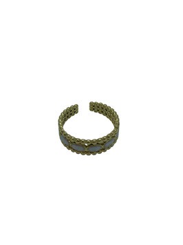 Bague réglable doré époxy blanc