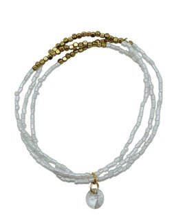 Bracelet rocailles blanc irisé sequin cristal