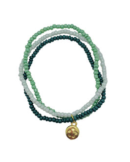 3 Bracelets rocaille vert "Fleur"