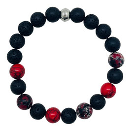 Bracelet en pierre de lave et jaspe rouge