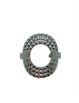 Bague ovale évidé striée argenté